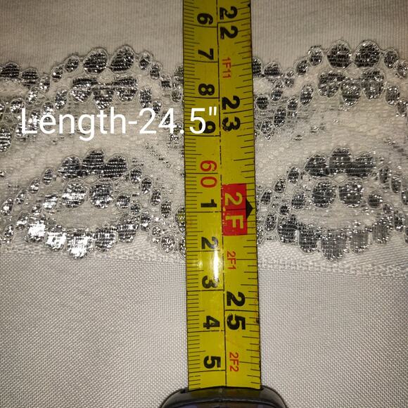 New York & Company Tank Camisole White Top L Silver Lace Adjustable Straps NWT - Picture 11 of 13